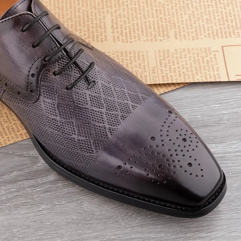 TREKHE | Men's Handmade Genuine Leather Classic Oxford Shoes - Formal Style