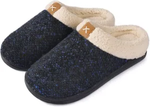 ULTRAIDEAS Mens Slip On Slippers, Sherpa Lined House Shoes with Memory Foam for Indoor Outdoor, Machine Washable