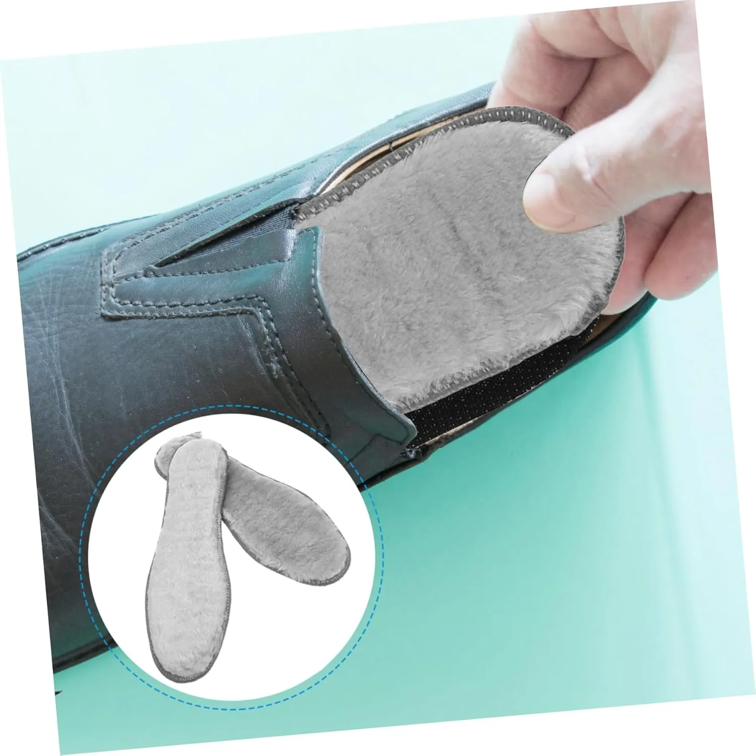 VALICLUD 4 Pairs Winter Thermal Insoles Thickened Plush Shoe Inserts for Women Fluffy Boot Liners with Non Slip Rain Boots