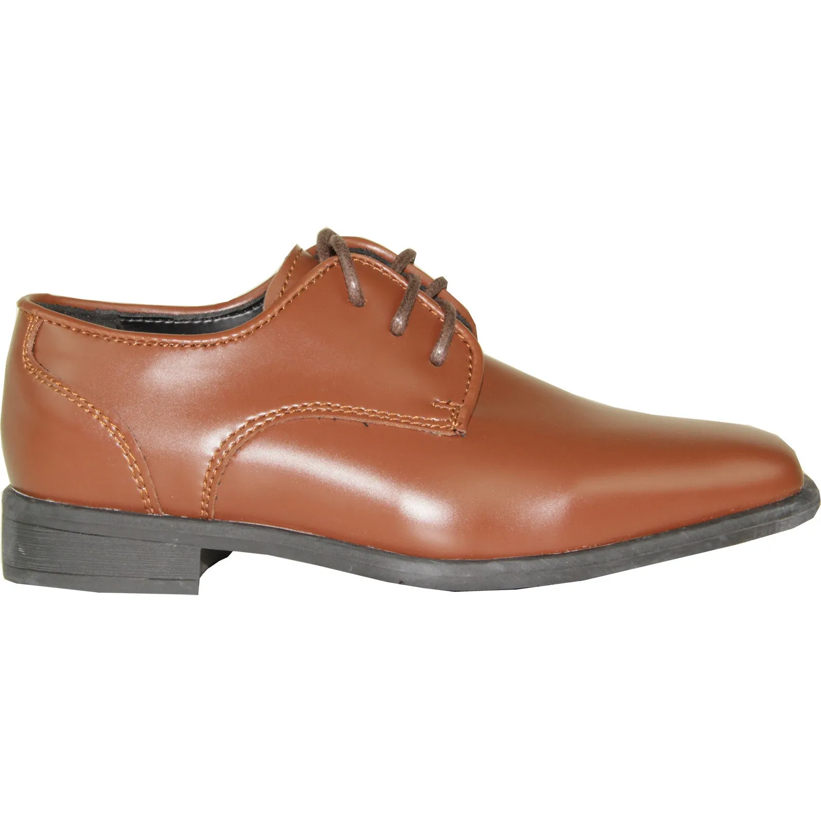 VANGELO Boy TUX-2KID Dress Shoe Formal Tuxedo for Prom & Wedding and School Uniform Cognac Brown Matte