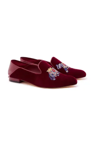 VELVET SLIPPER WITH FOLDED HEEL BURGUNDY