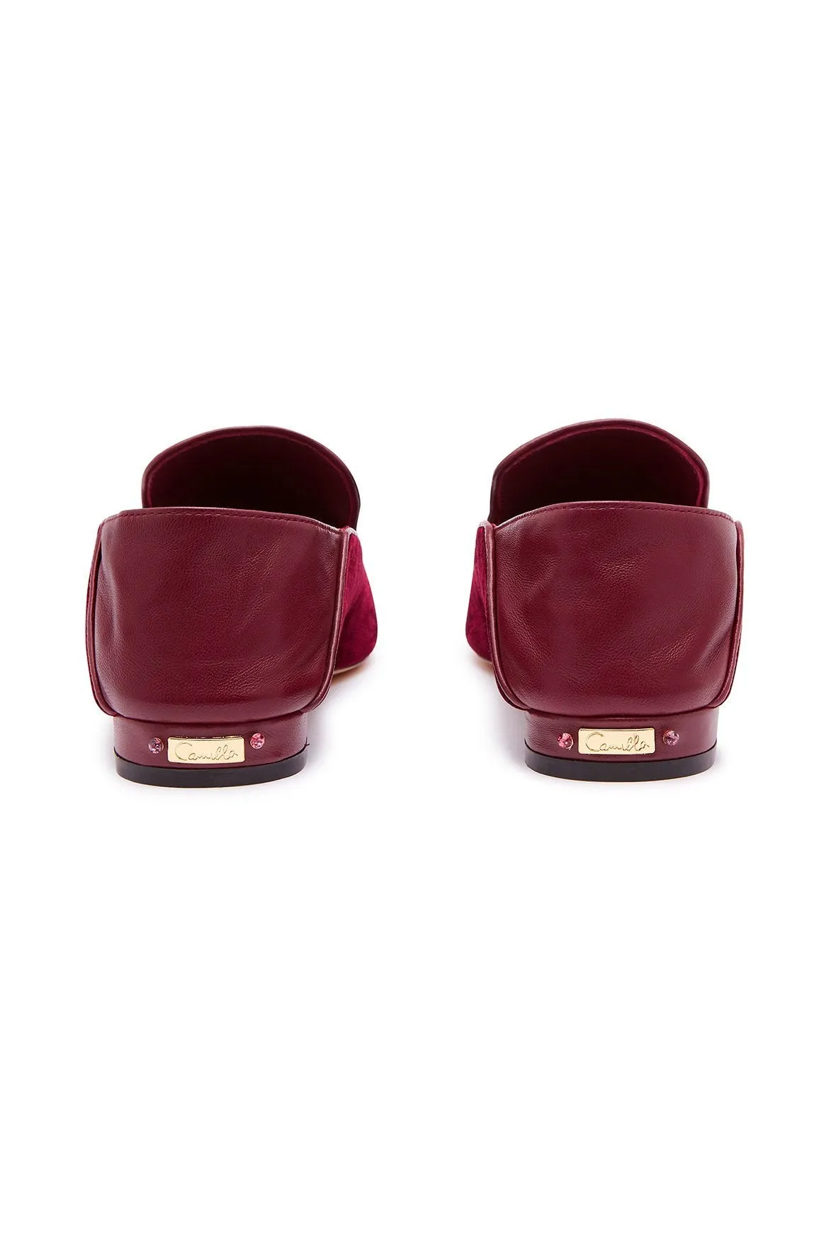 VELVET SLIPPER WITH FOLDED HEEL BURGUNDY