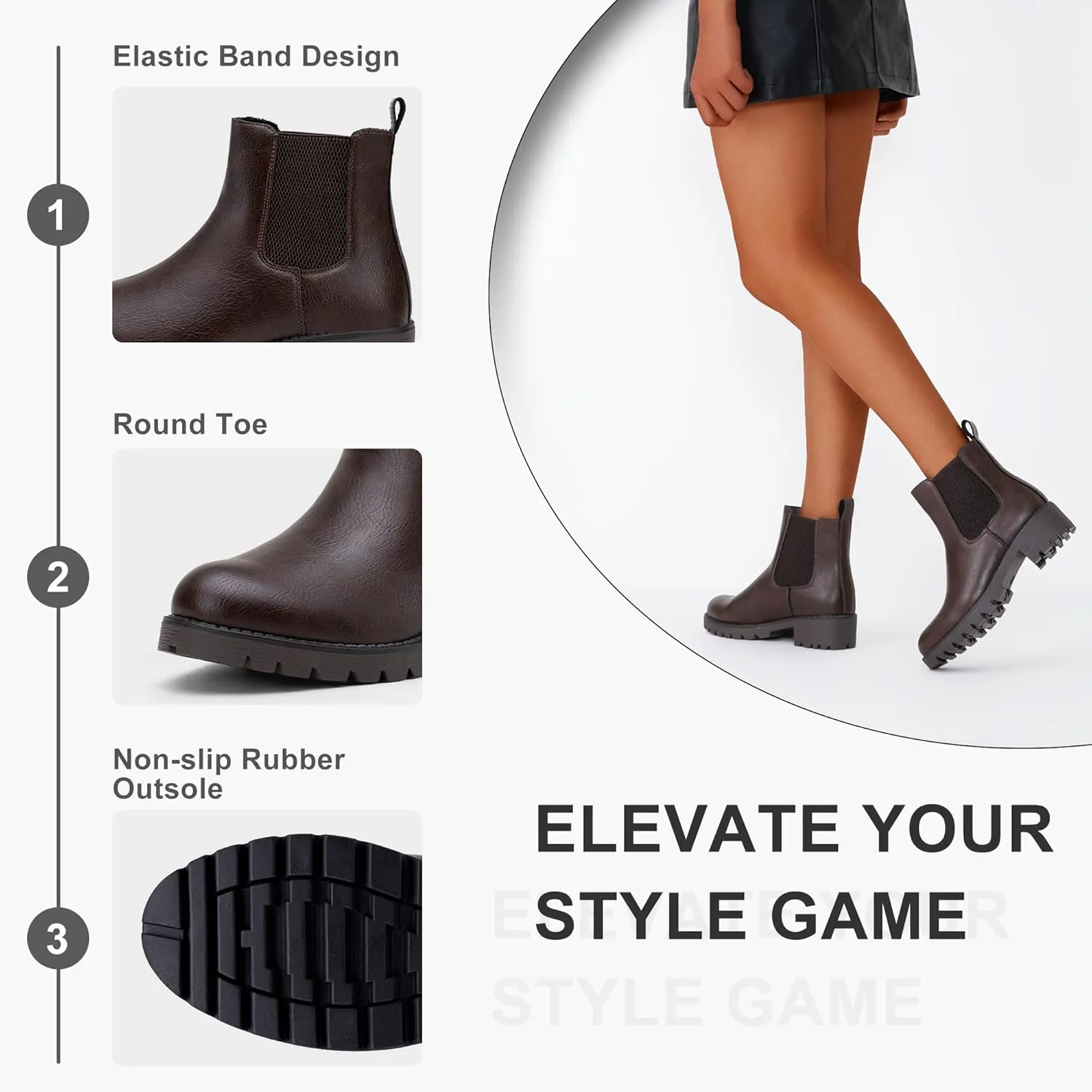 Vepose Women's 9607 Chelsea Ankle Boots Pull-On Booties for Women