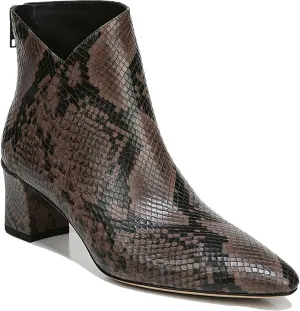 Vince Womens Lora-2 Leather Snake Print Ankle Boots Taupe 7.5 Medium (B,M)