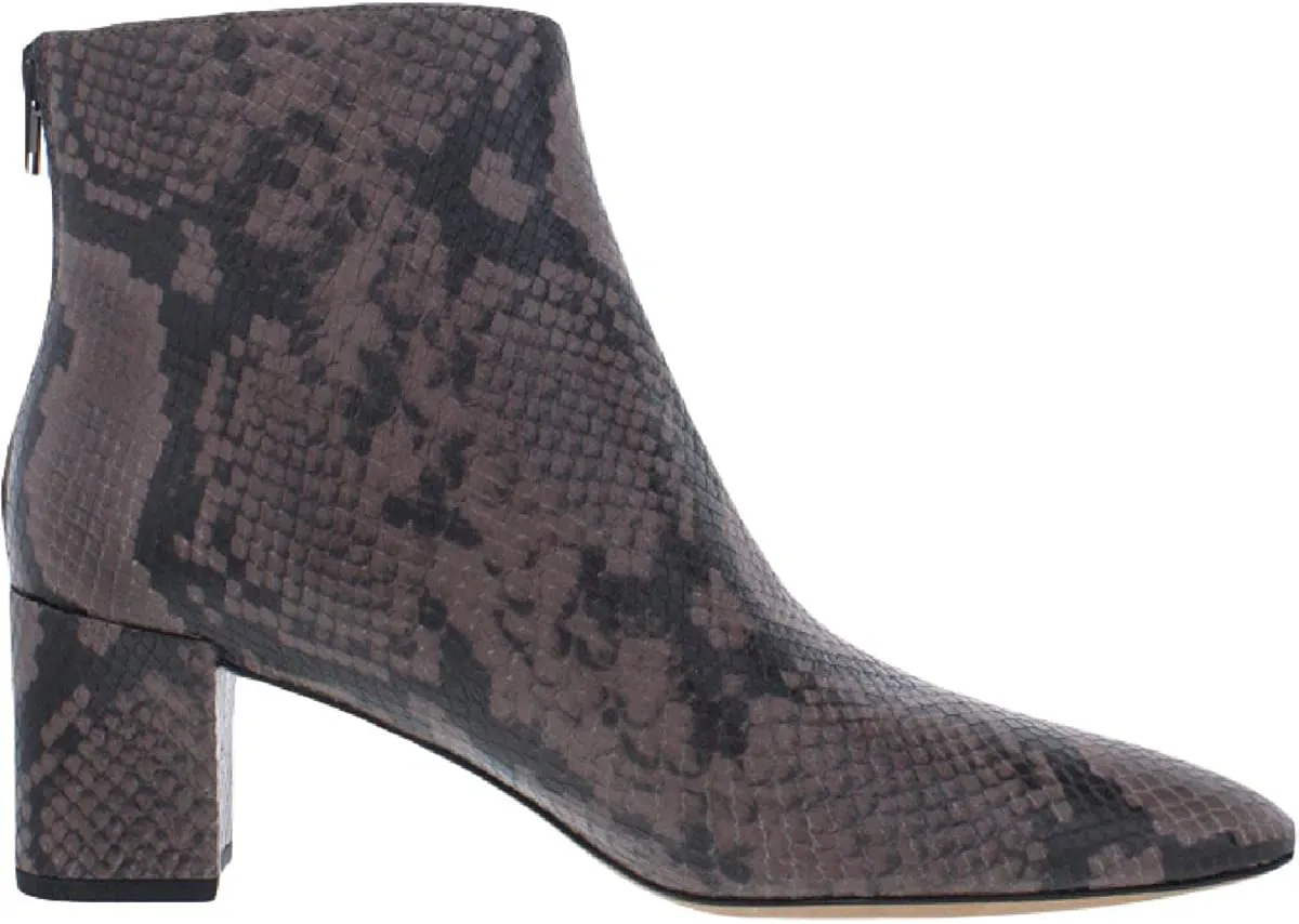 Vince Womens Lora-2 Leather Snake Print Ankle Boots Taupe 7.5 Medium (B,M)