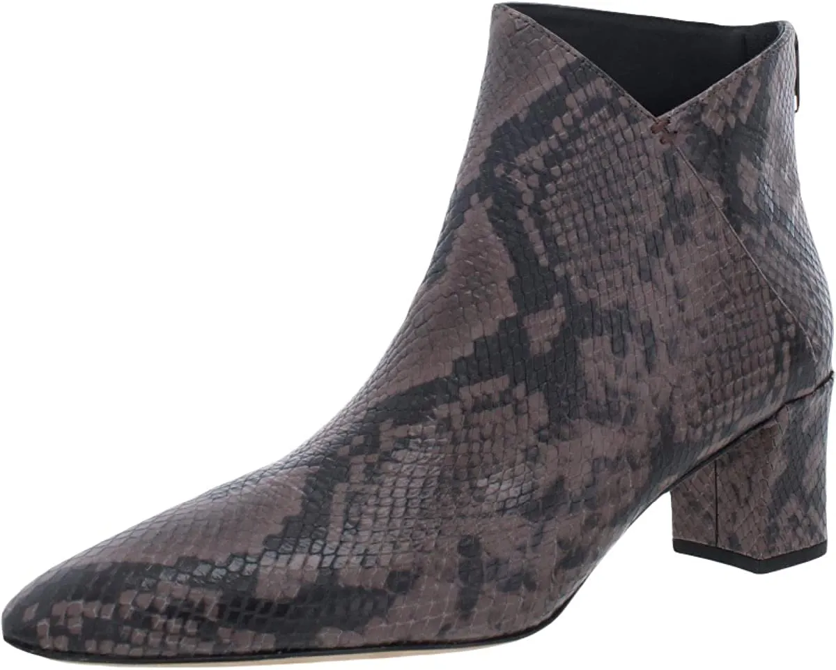 Vince Womens Lora-2 Leather Snake Print Ankle Boots Taupe 7.5 Medium (B,M)