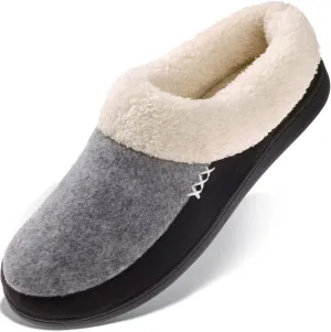 VONAMY Men's Slippers Fuzzy Warm House Shoes Memory Foam Slip On Clog Plush Wool Fleece Indoor Outdoor