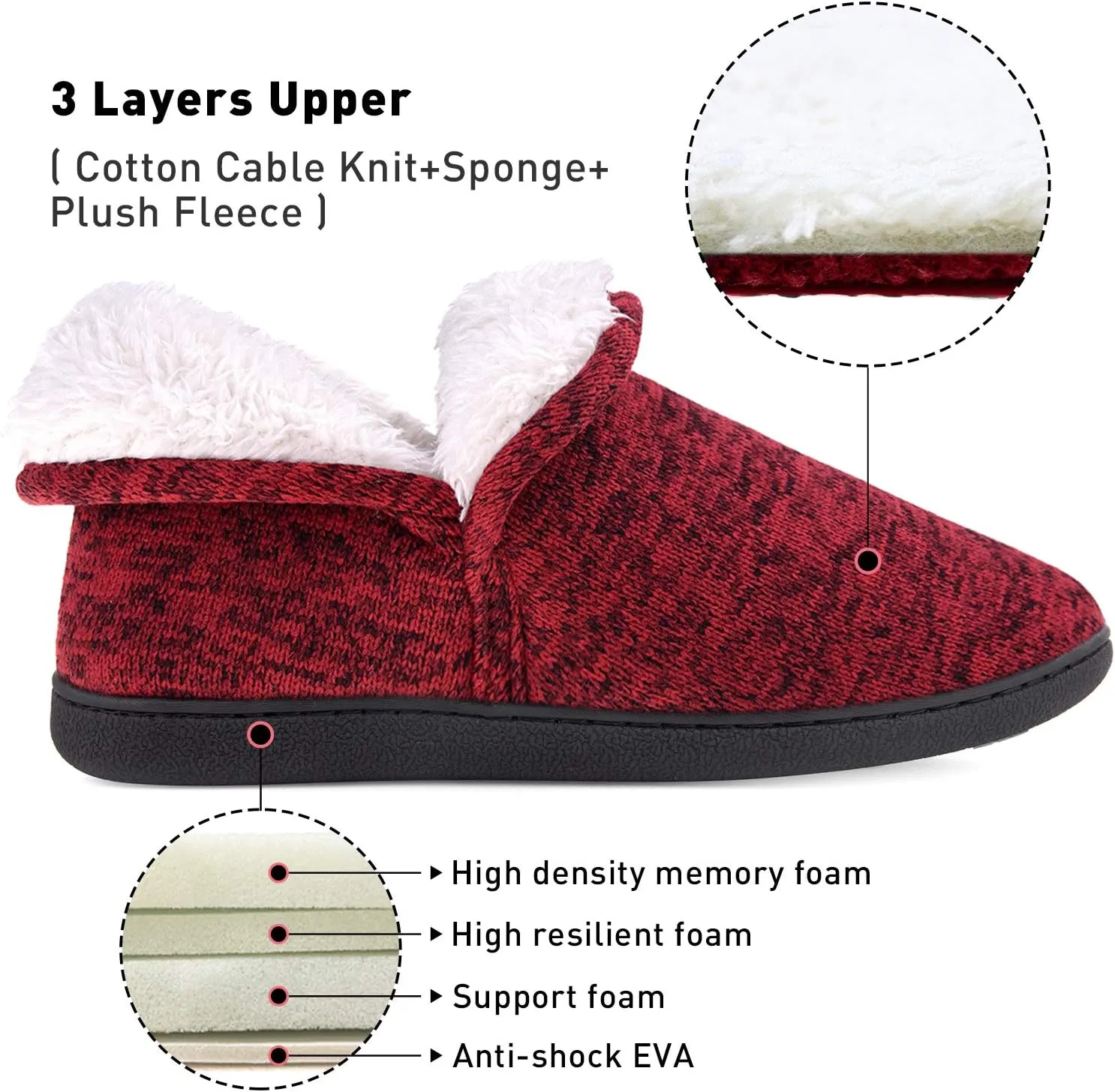VONMAY Women's Slippers Boots Memory Foam Fuzzy Booties House Shoes Winter Warm Indoor Outdoor