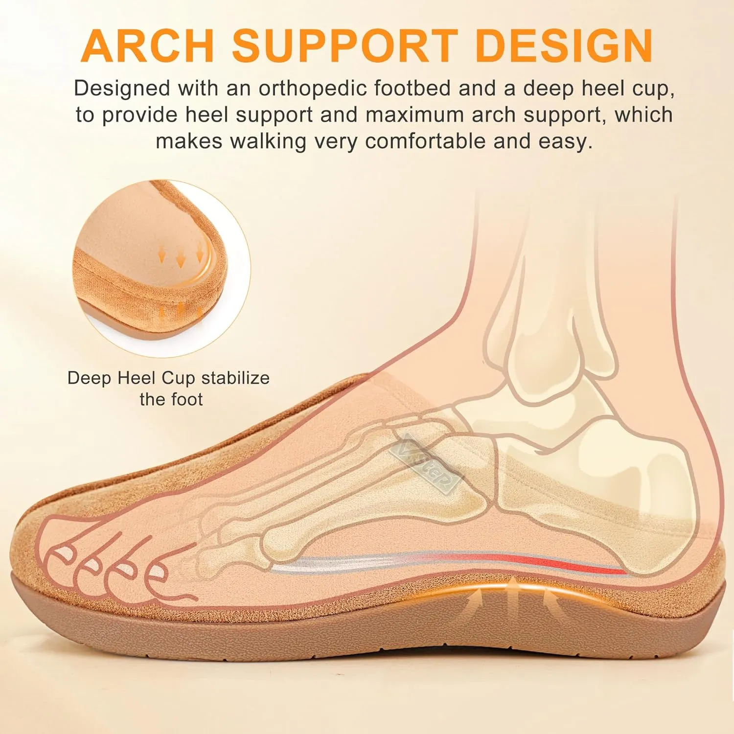 V.Step Orthopedic Slipper for Women Man with Arch Support, Orthotic Clog Slipper for Plantar Fasciitis Pain Relief Comfortable House Slipper with Indoor Outdoor Anti-Skid Rubber Sole