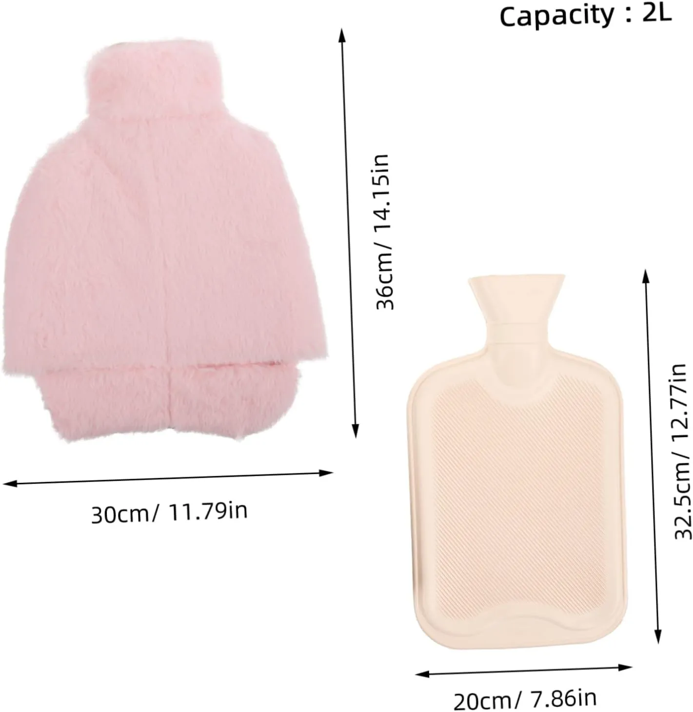 Warm Water Bottle with Plush Cover Feet Warmer Bag for Home Office Refillable Hot Water Bag Cozy Slipper Heater for Cold Winter Days