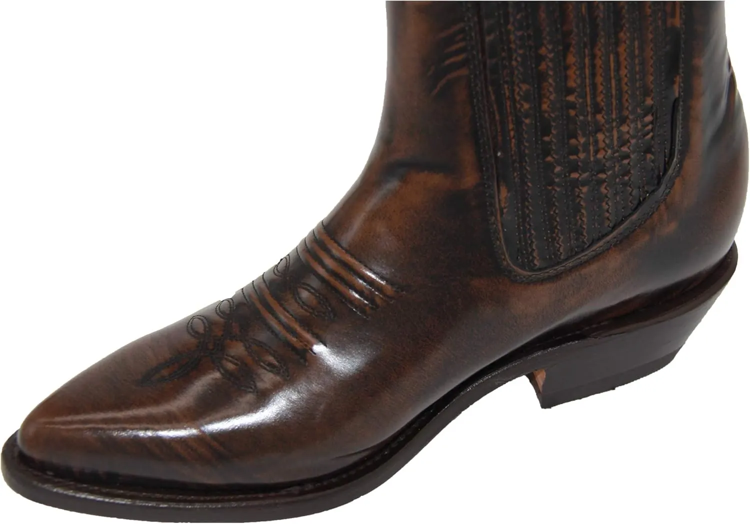 Western Shops Mens Genuine Leather Short Ankle Western Cowboy Boot Charro Botin