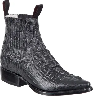 Western Shops Mens Leather Cowboy Boots Crocodile Alligator Print Short Ankle Western J Toe Boot