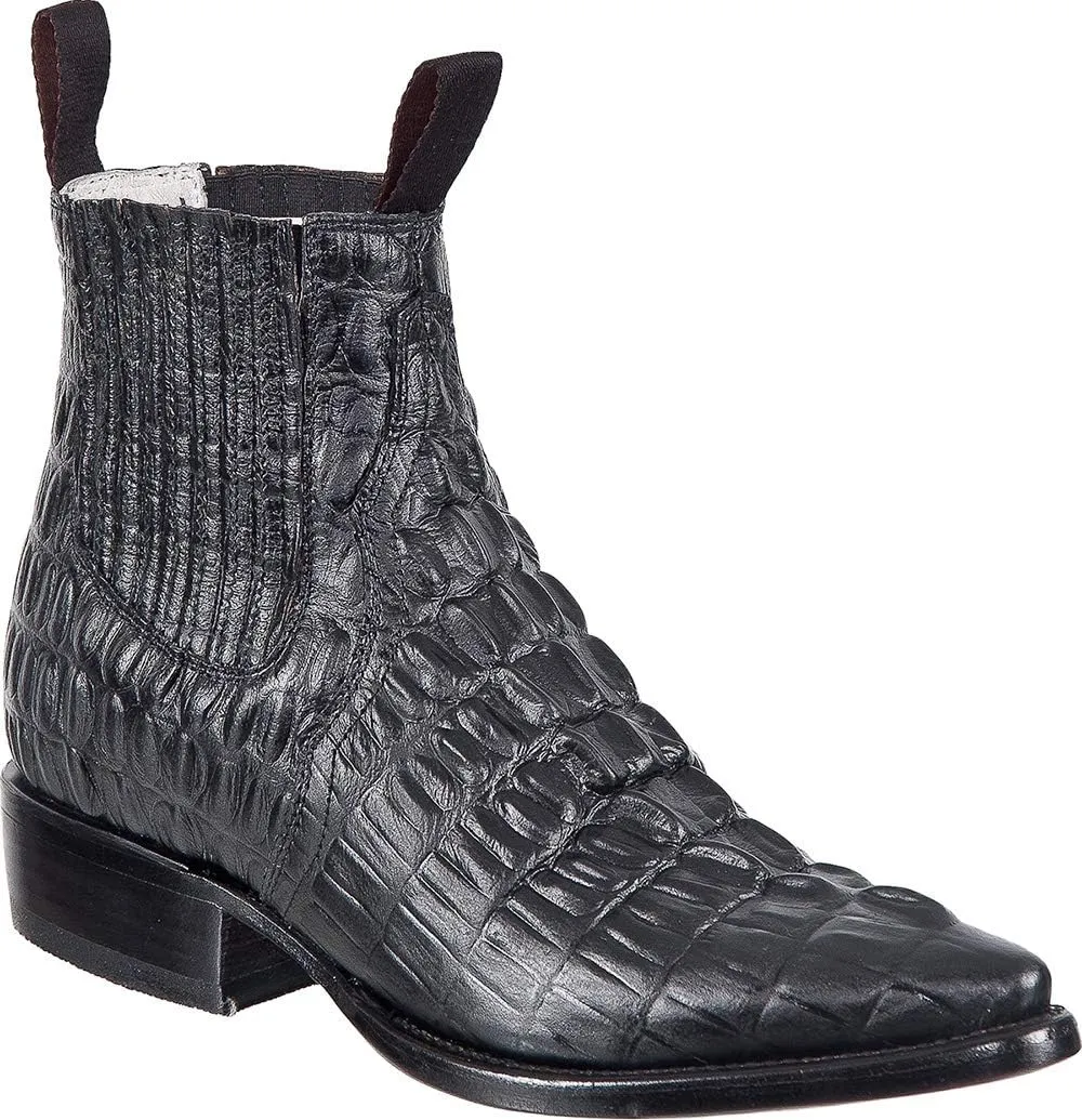 Western Shops Mens Leather Cowboy Boots Crocodile Alligator Print Short Ankle Western J Toe Boot