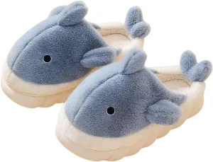 Whale Shark Slippers for Women Men, Cute Thick Sole Cartoon Animal Slippers, Soft Plush Fuzzy Kawaii House Slippers Shark Slides for Indoor Outdoor