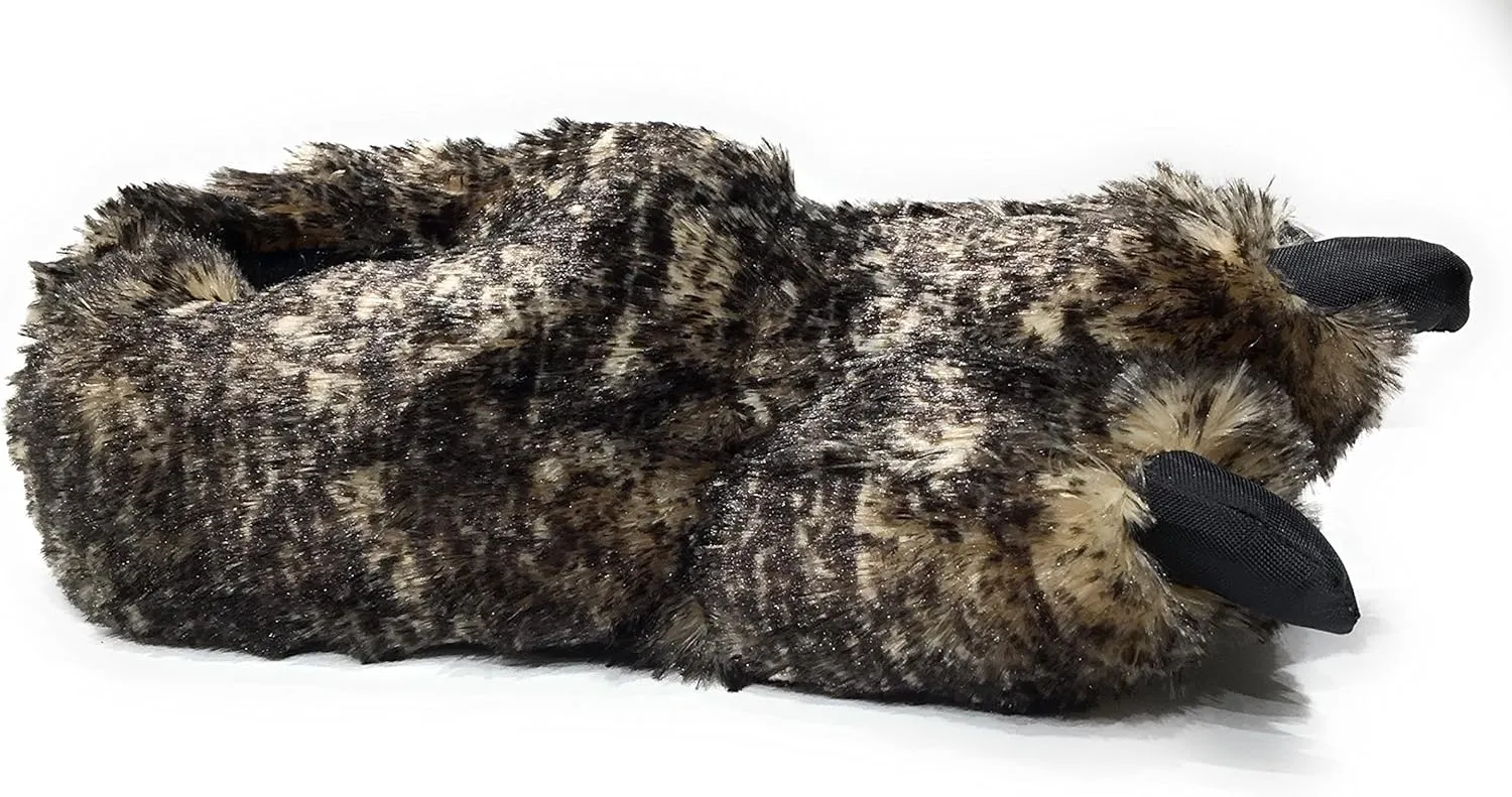 Wild Ones Furry Animal Claw Slippers for Toddlers, Kids and Adults