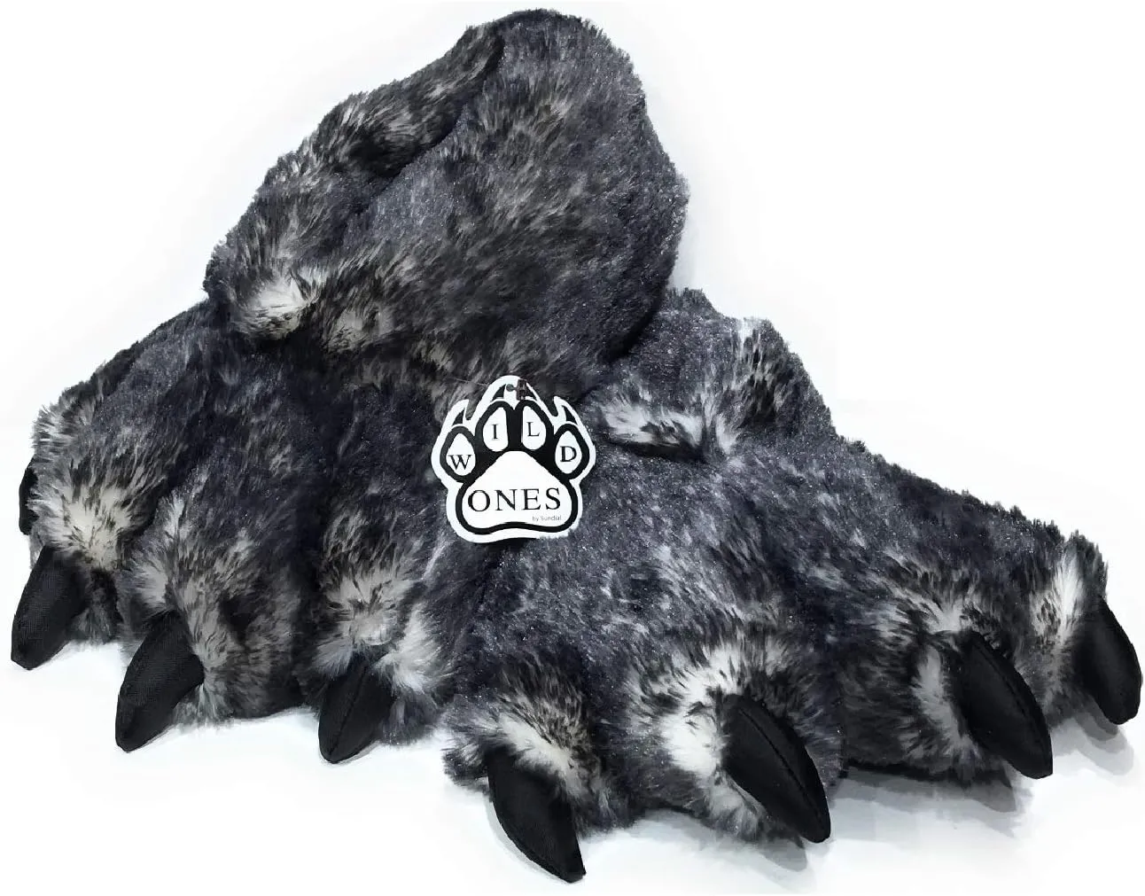 Wild Ones Furry Animal Claw Slippers for Toddlers, Kids and Adults