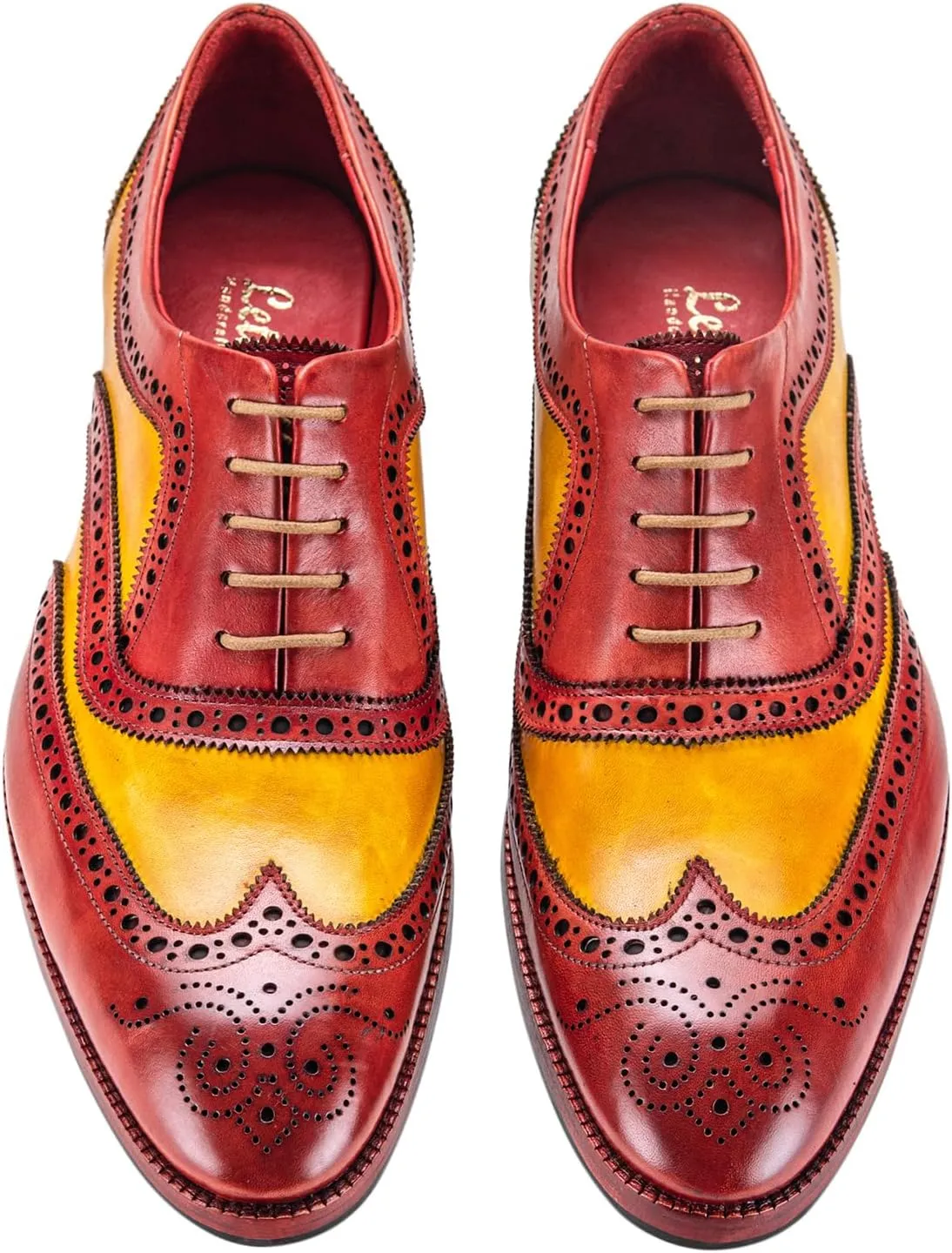 Wingtip Brogue Oxford Handcrafted Men's Genuine Leather Lace up Dress Shoes