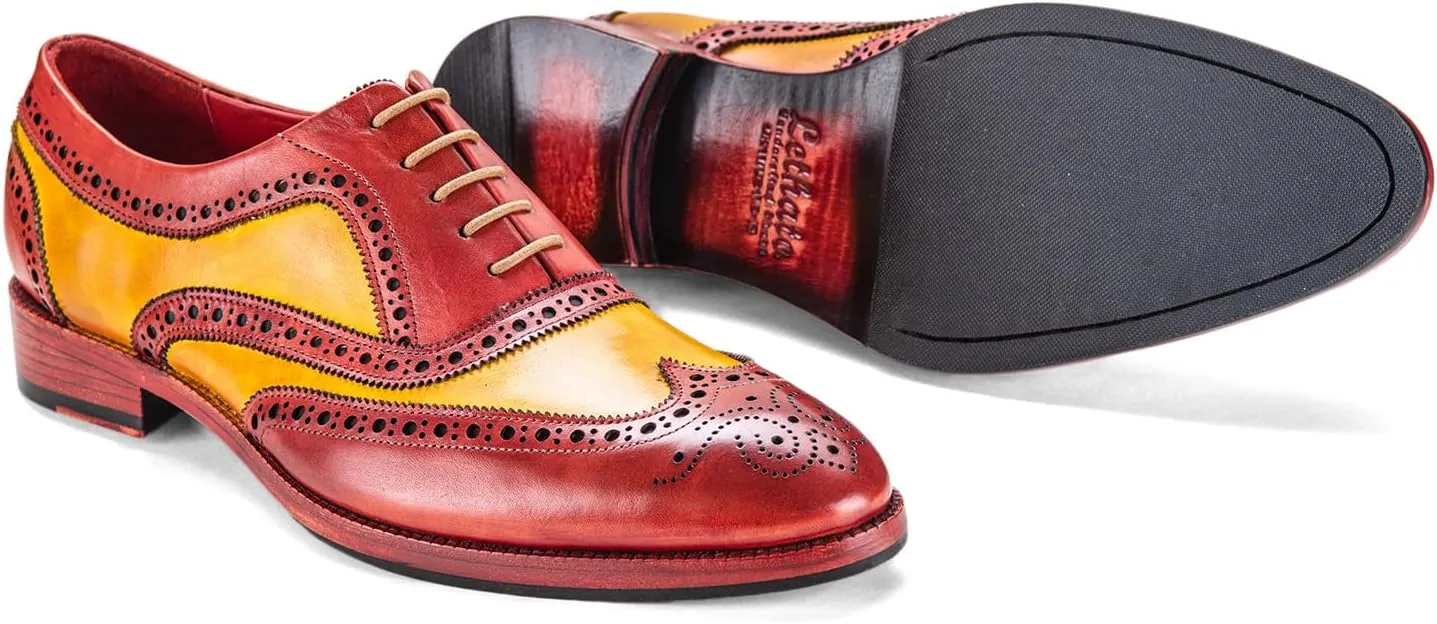 Wingtip Brogue Oxford Handcrafted Men's Genuine Leather Lace up Dress Shoes