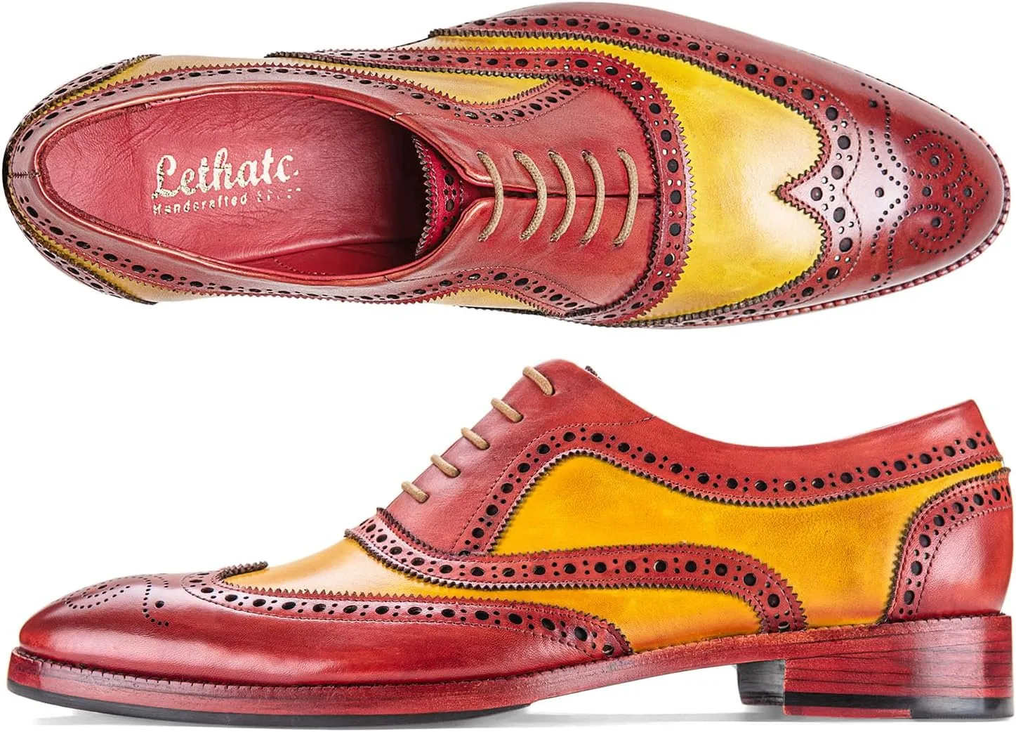 Wingtip Brogue Oxford Handcrafted Men's Genuine Leather Lace up Dress Shoes
