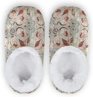 Winter House Slippers for Women/Men with Colorful Blue and Pink Spot Element Cozy Fleece Slippers