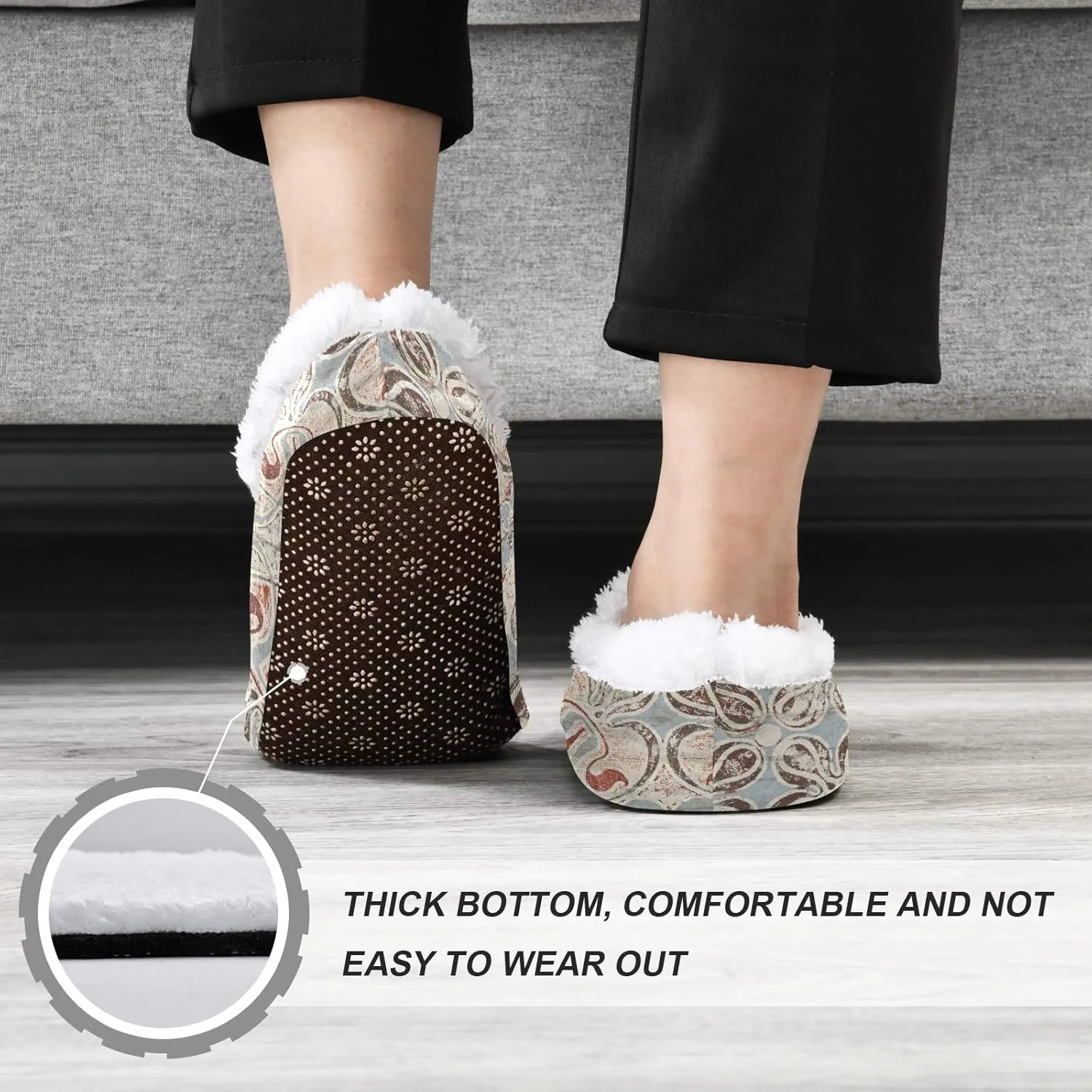 Winter House Slippers for Women/Men with Colorful Blue and Pink Spot Element Cozy Fleece Slippers
