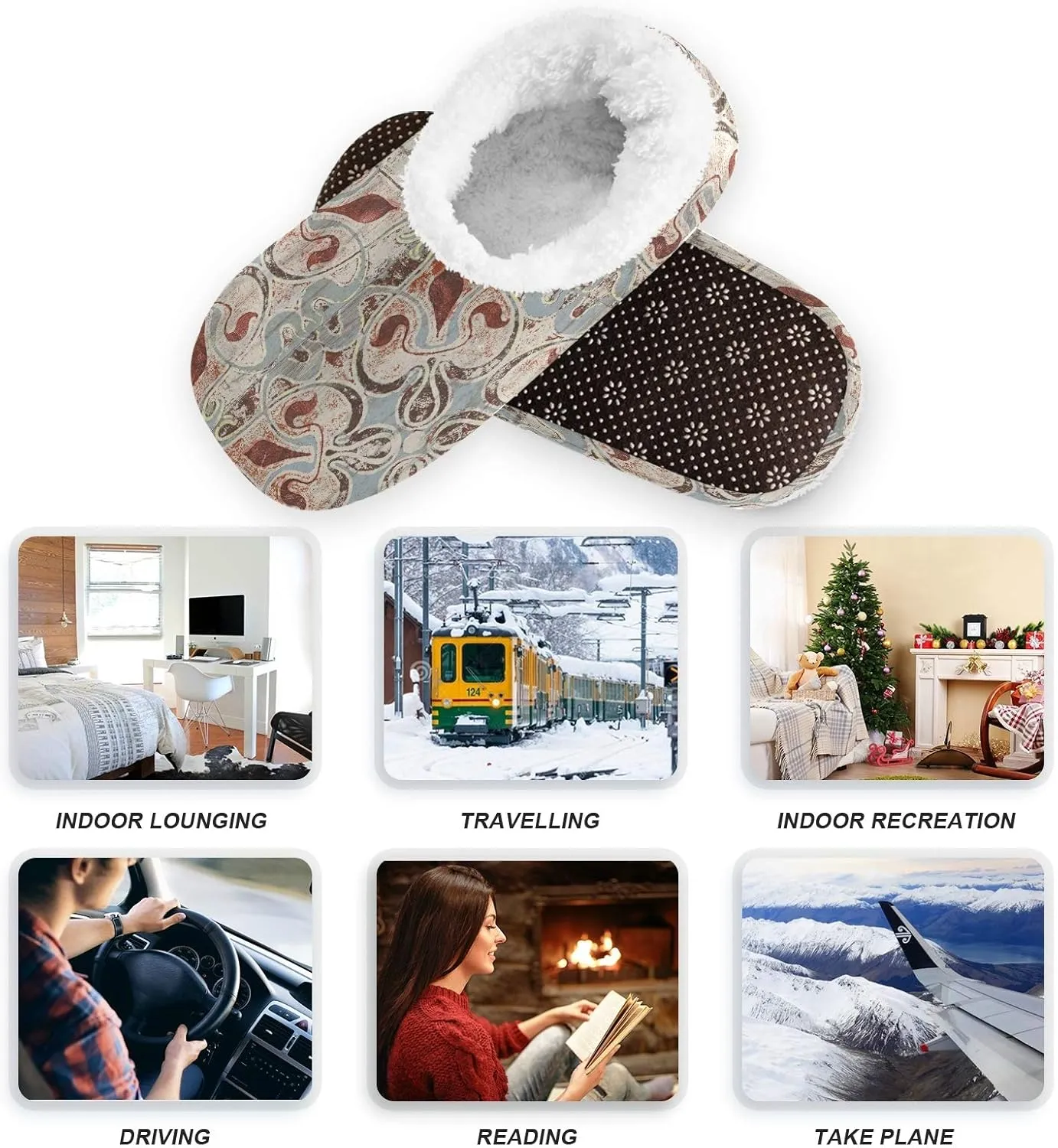 Winter House Slippers for Women/Men with Colorful Blue and Pink Spot Element Cozy Fleece Slippers