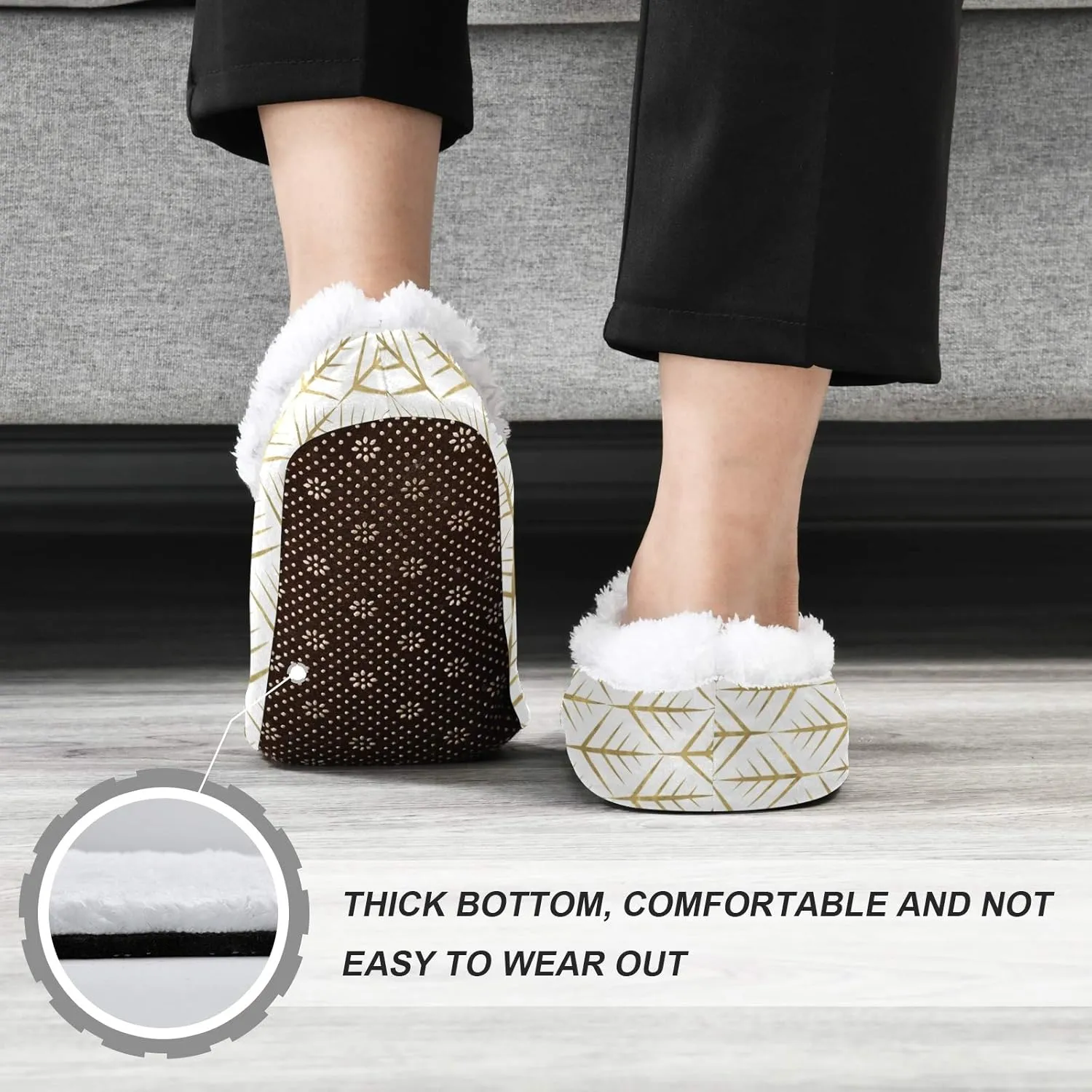 Winter House Slippers for Women/Men with Happy Winter Pug Dog Element Cozy Fleece Slippers