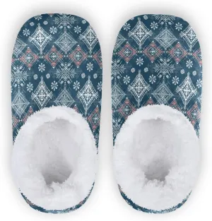 Winter House Slippers for Women/Men with Little Elephant Element Cozy Fleece Slippers