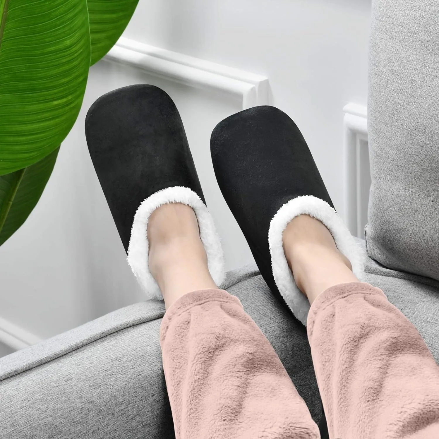 Winter House Slippers for Women/Men with Mandala Grid Element Cozy Fleece Slippers
