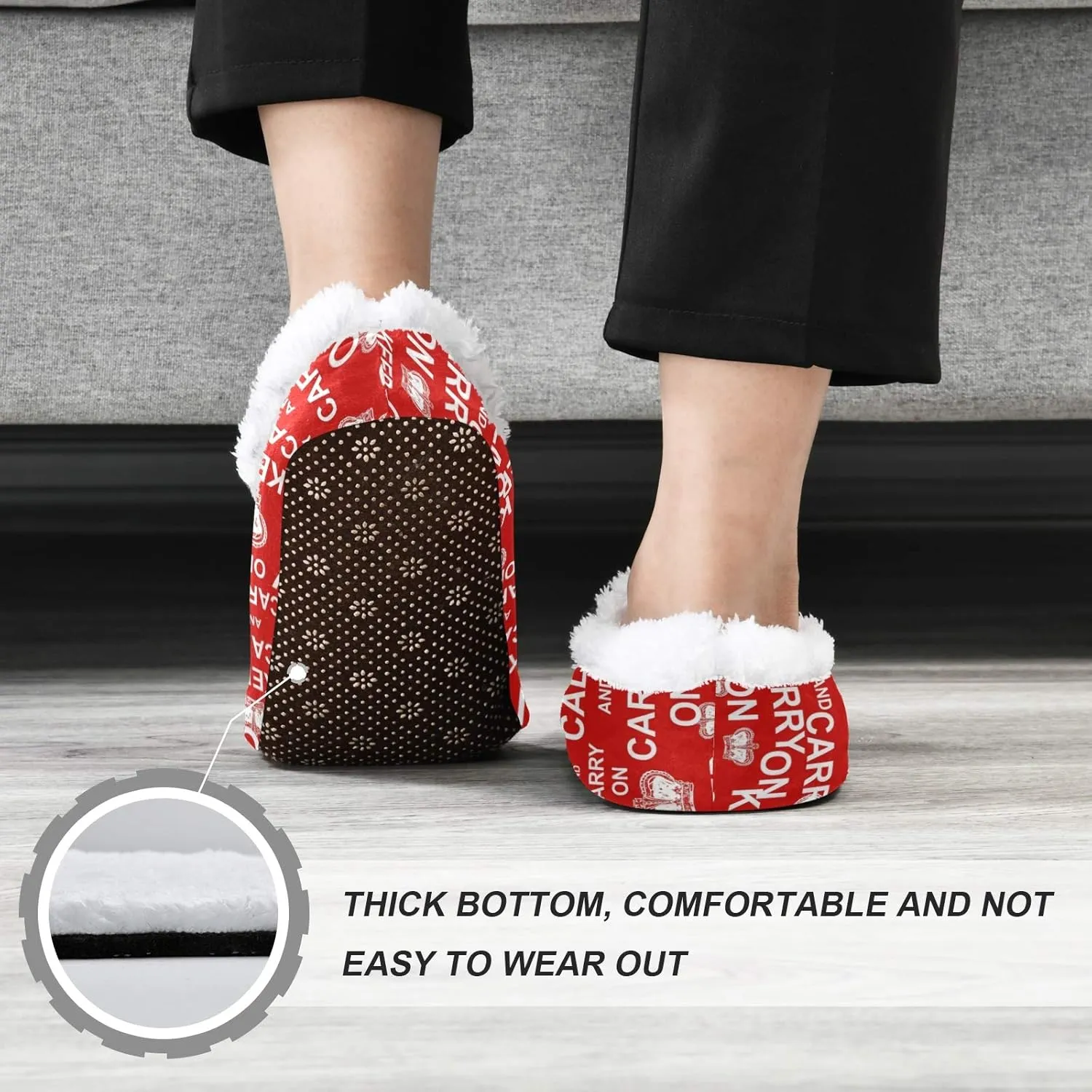 Winter House Slippers for Women/Men with Mandala Grid Element Cozy Fleece Slippers