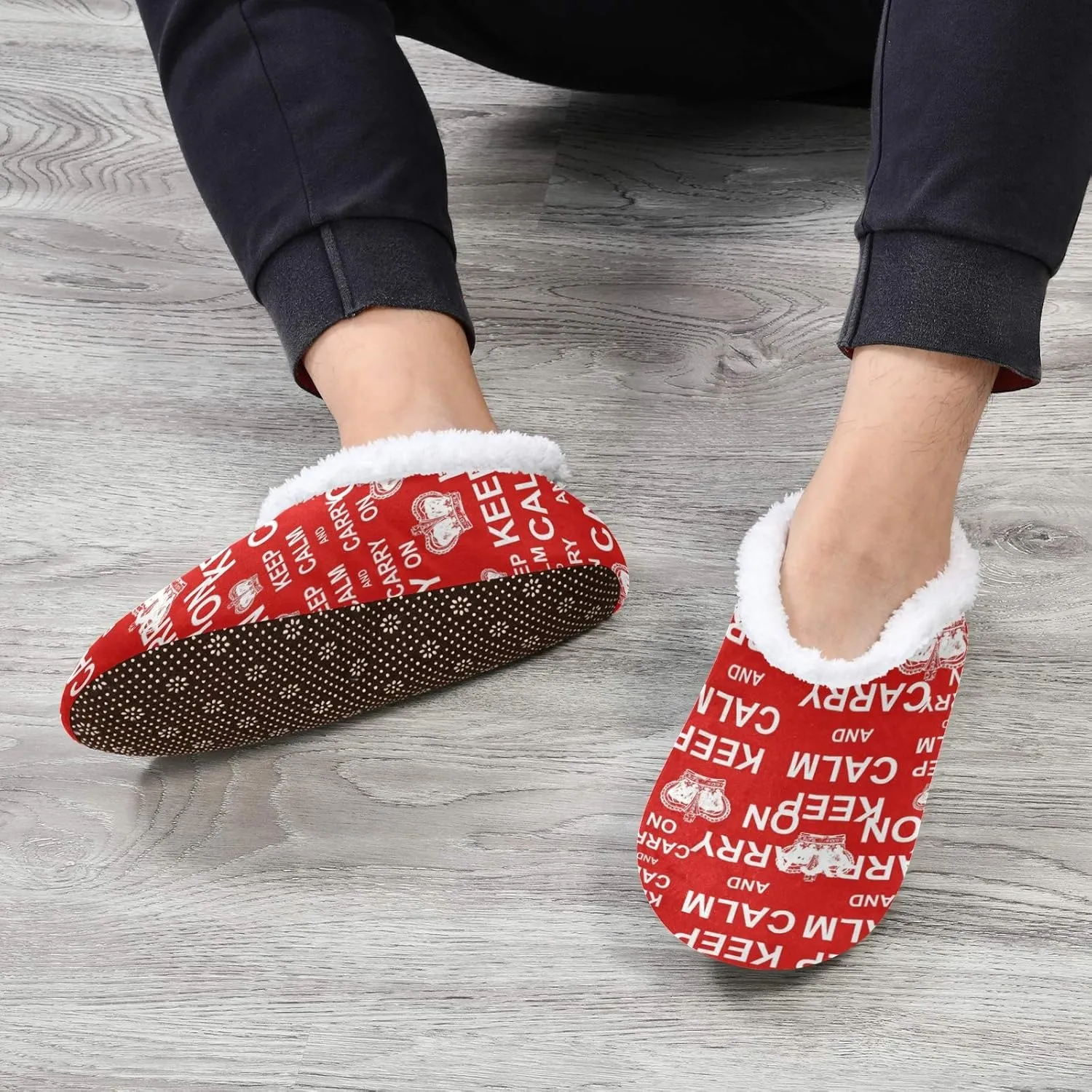 Winter House Slippers for Women/Men with Mandala Grid Element Cozy Fleece Slippers