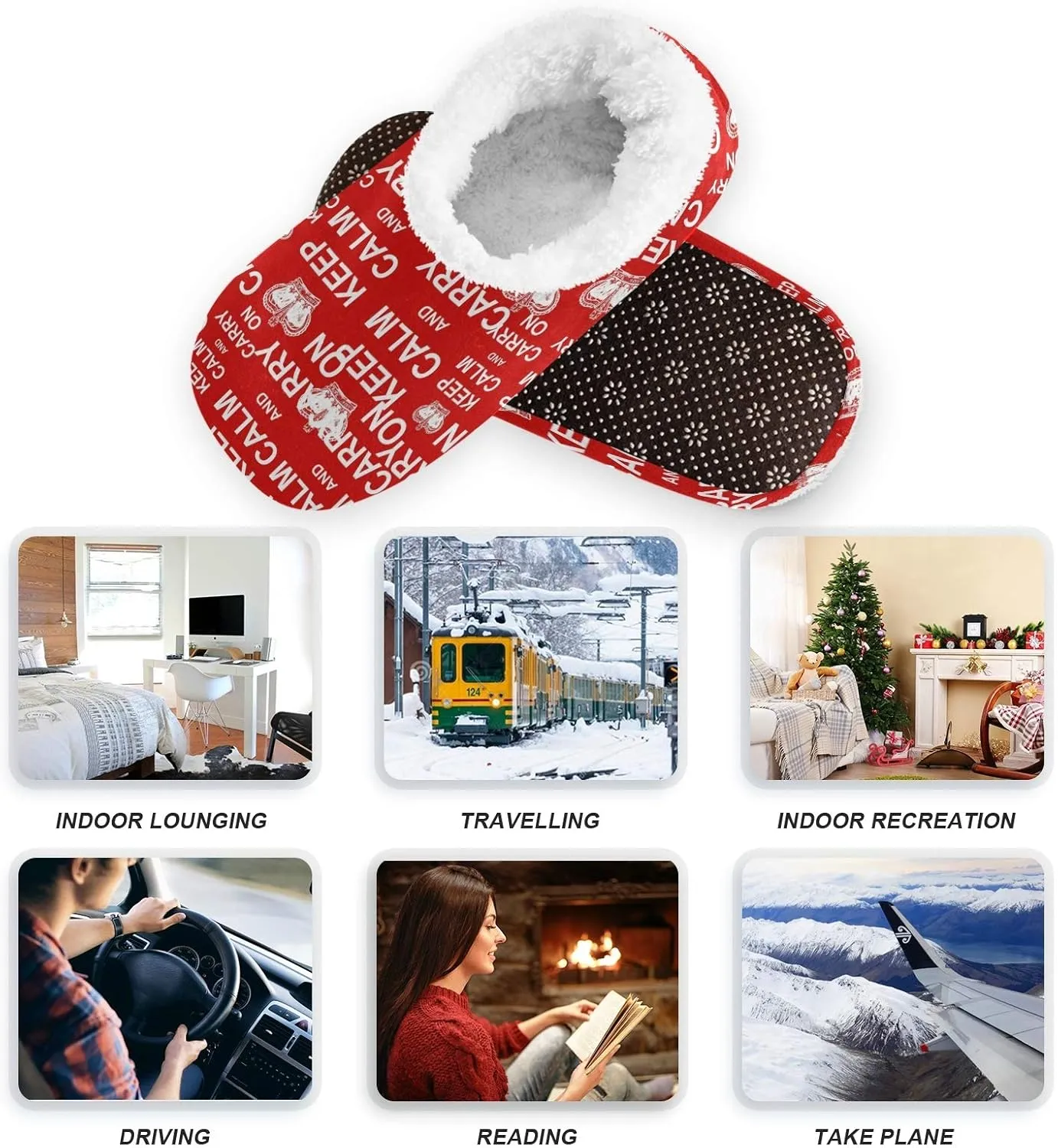 Winter House Slippers for Women/Men with Mandala Grid Element Cozy Fleece Slippers
