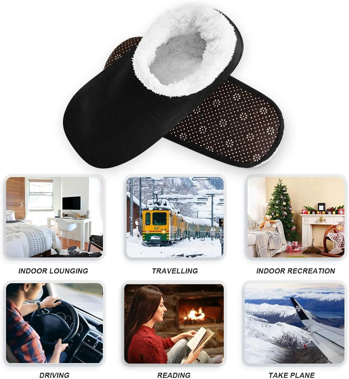 Winter House Slippers for Women/Men with Mandala Grid Element Cozy Fleece Slippers