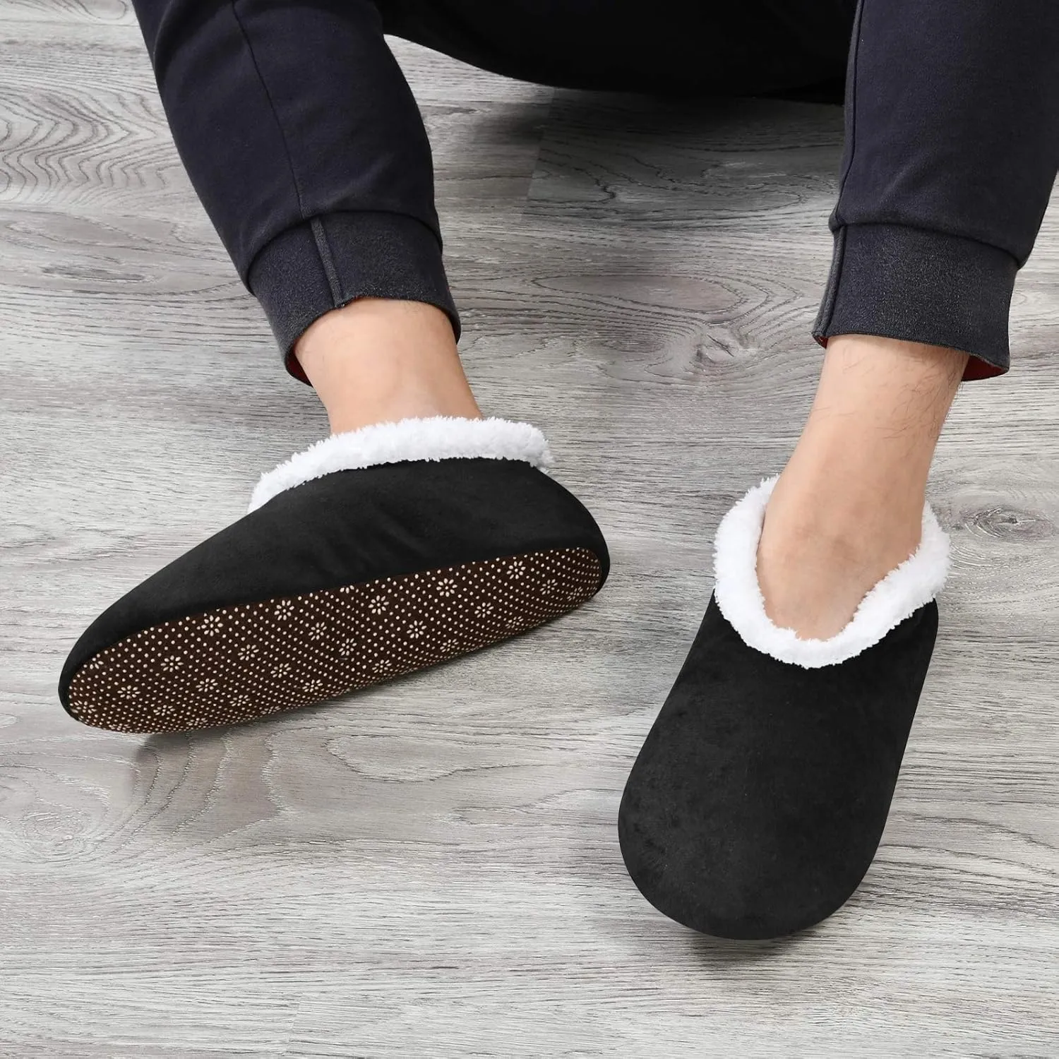 Winter House Slippers for Women/Men with Mandala Grid Element Cozy Fleece Slippers