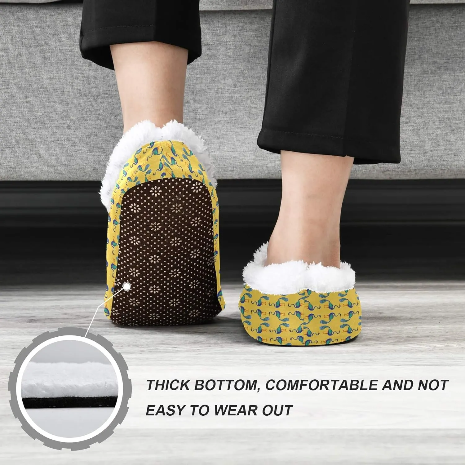Winter House Slippers for Women/Men with Seamless Clover Element Cozy Fleece Slippers