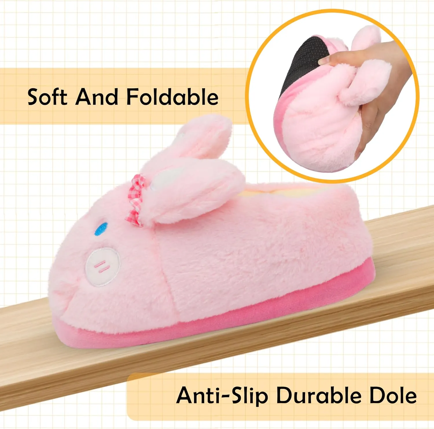 Women Animal Bunny Slippers Cute Plush House Shoes Warm Novelty Cartoon Slippers Gifts for Birthday Christmas