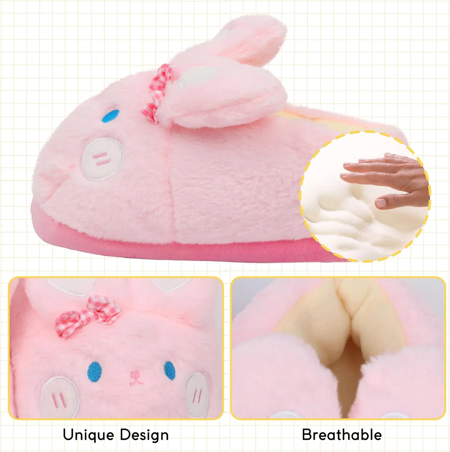 Women Animal Bunny Slippers Cute Plush House Shoes Warm Novelty Cartoon Slippers Gifts for Birthday Christmas