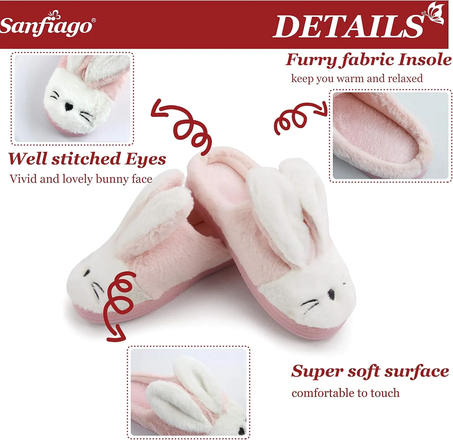 Women Memory Foam House Slippers Cozy Cute Bunny Animal Home Slipper Indoor Outdoor Birthday for Girls Ladies