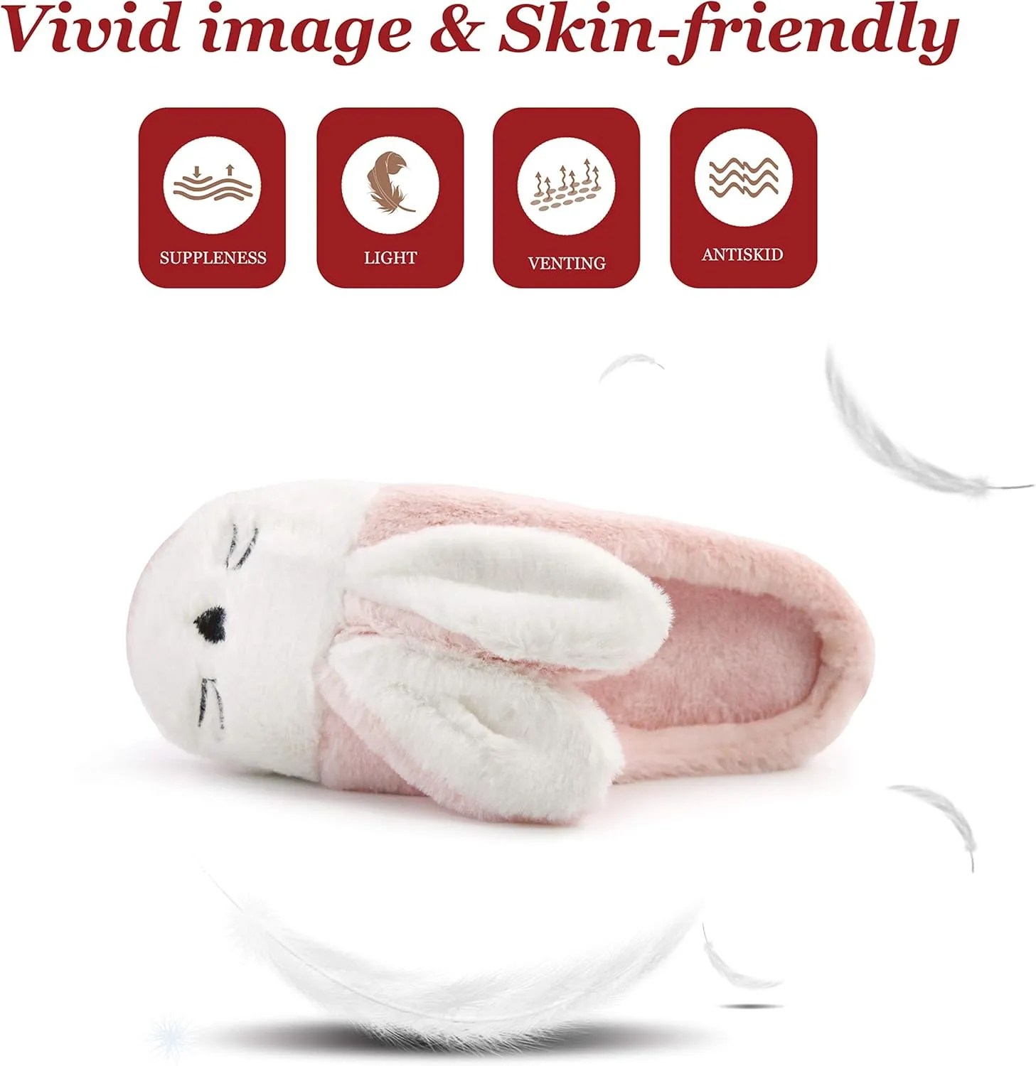 Women Memory Foam House Slippers Cozy Cute Bunny Animal Home Slipper Indoor Outdoor Birthday for Girls Ladies