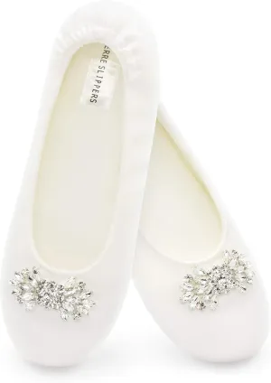 Women's Bridal Satin Slippers Comfortable Dancing Shoes for Bride