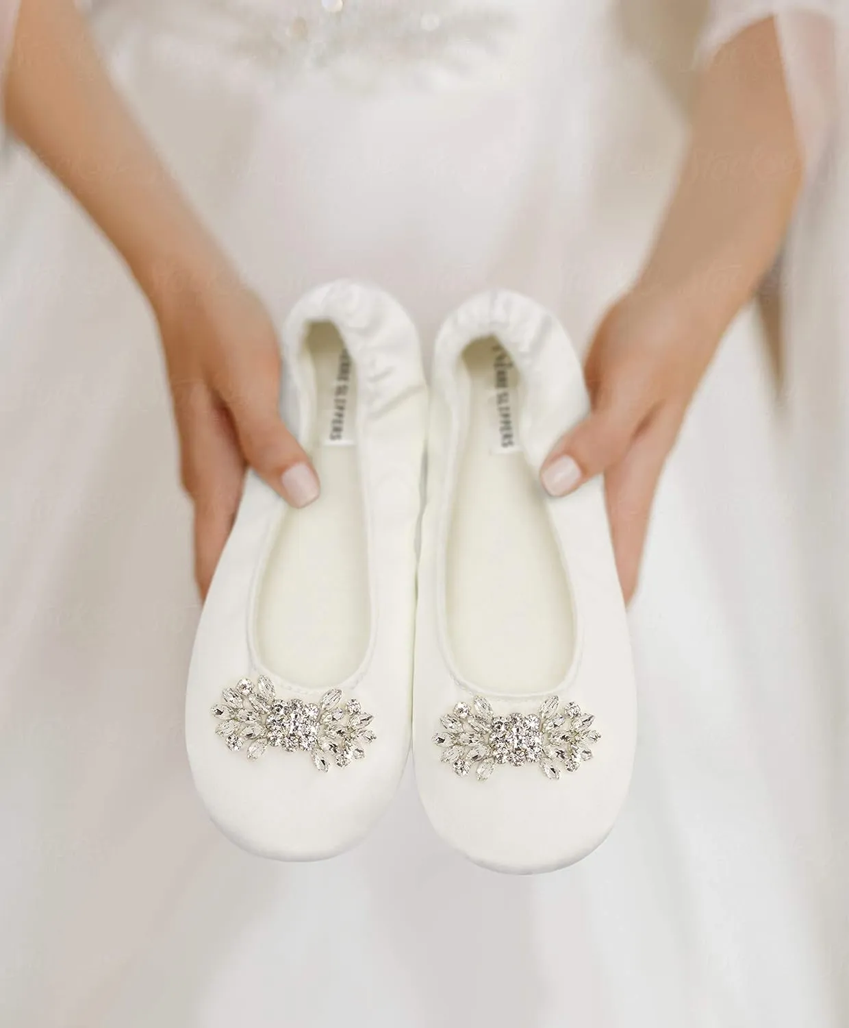 Women's Bridal Satin Slippers Comfortable Dancing Shoes for Bride