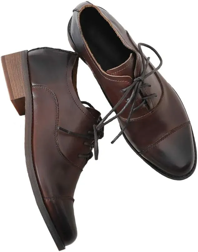 Women's Brogue Lace-up Leather Oxford