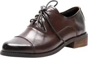 Women's Brogue Lace-up Leather Oxford