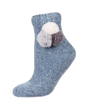 Women's Cozy Pom Pom PLush-Lined Slipper Sock Shorties