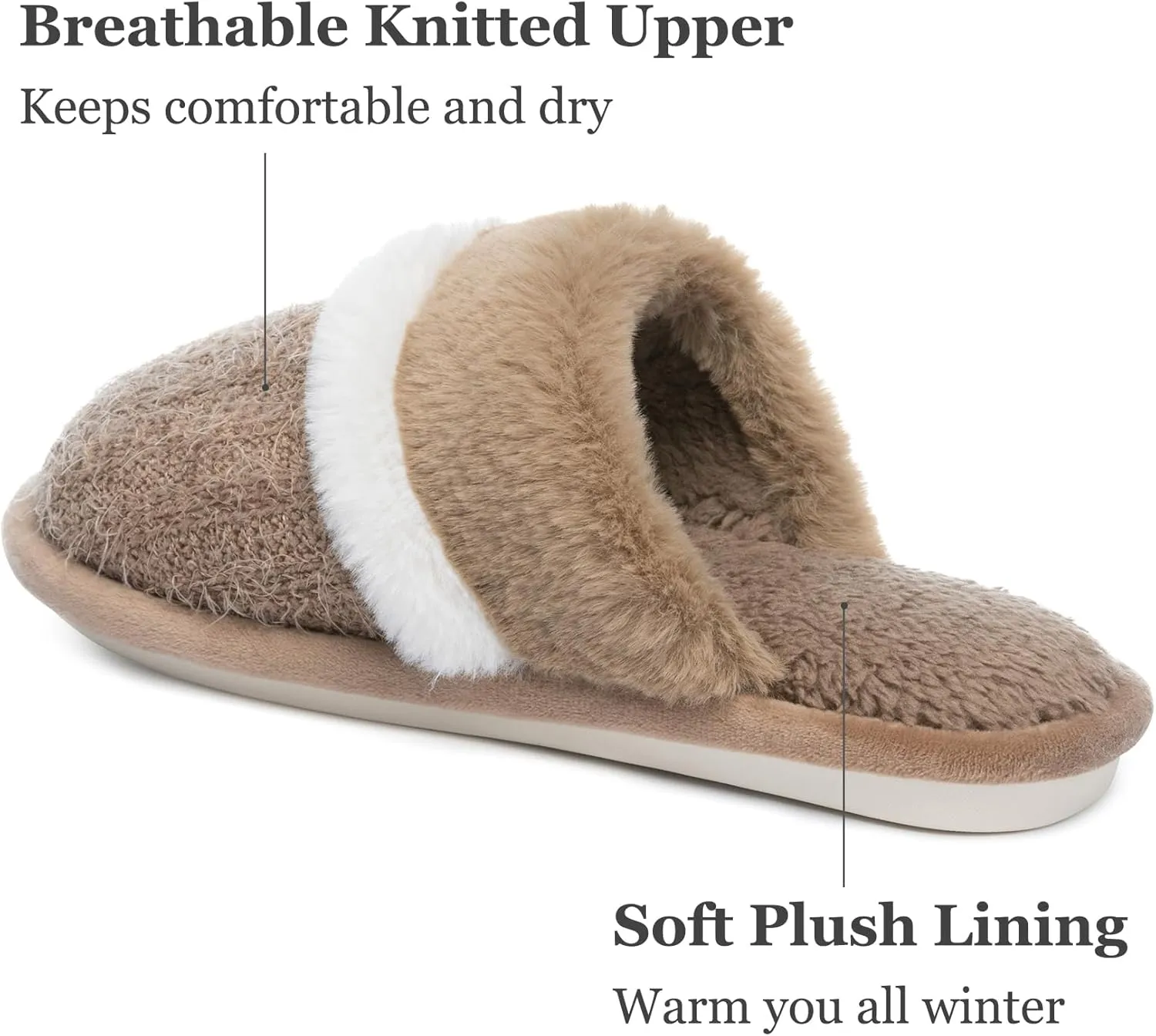 Women's Fuzzy Memory Foam Slippers Warm Gifts Trendy House Slippers Anti-Skid Rubber House Shoes for Women Mom Girlfriend Indoor Outdoor