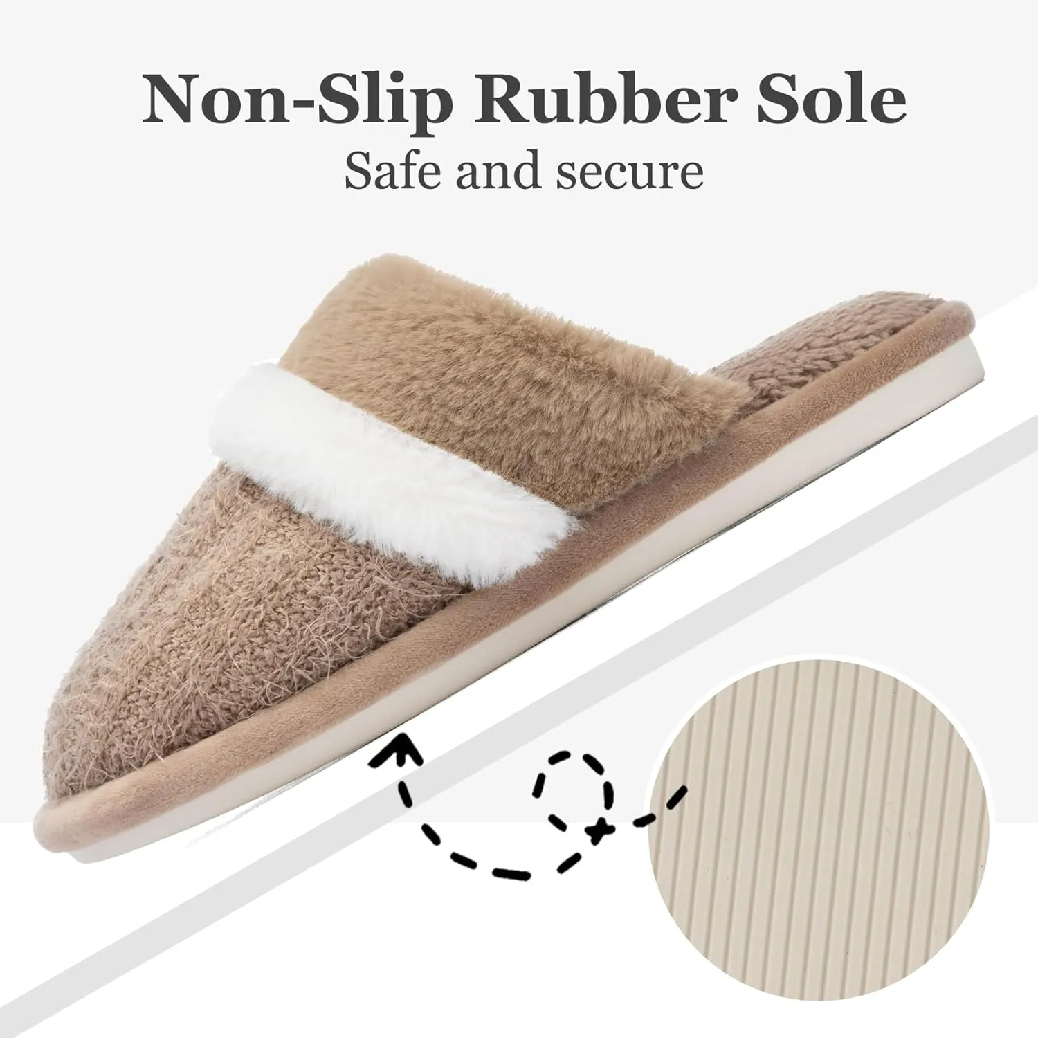Women's Fuzzy Memory Foam Slippers Warm Gifts Trendy House Slippers Anti-Skid Rubber House Shoes for Women Mom Girlfriend Indoor Outdoor