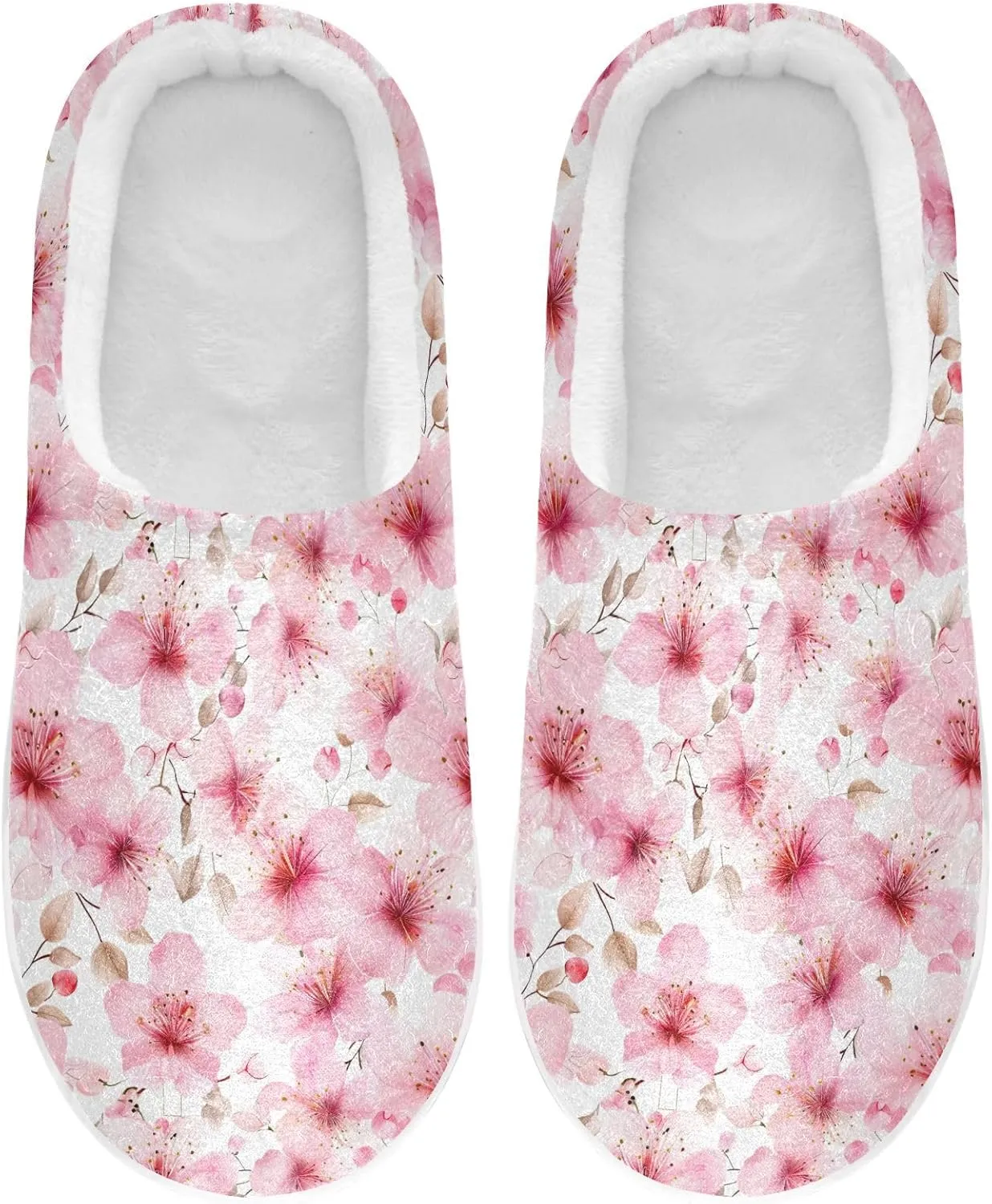 Womens Men's Cherry Blossom Flower Slippers,Memory Foam Slippers for Home,Bedroom Slippers Fluffy Fuzzy Slippers House Shoes for Women Men 21343598