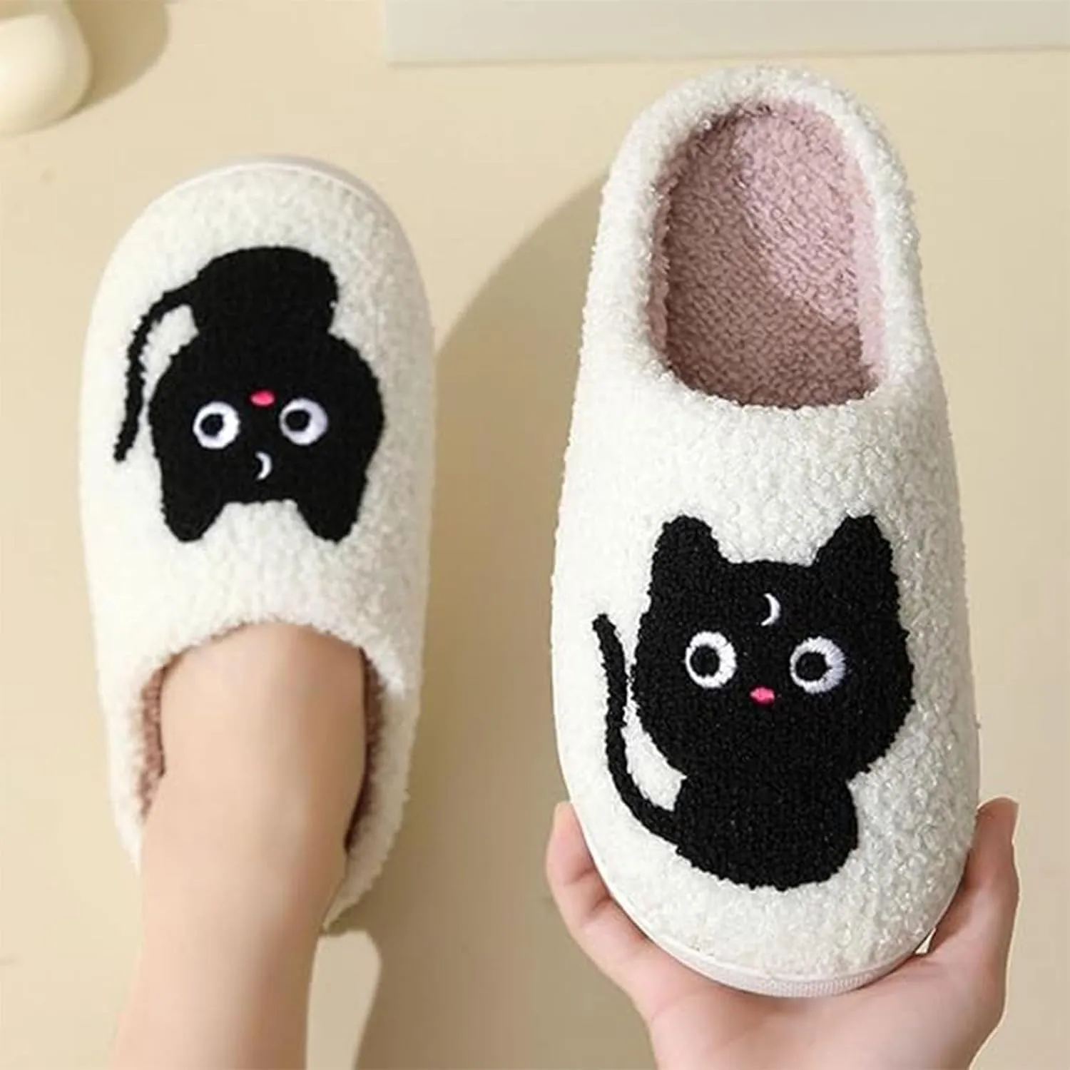 Womens Mens Plant Animal Fruit Slippers Retro Cozy Fluffy Plush Slipper Embroidered printing Warm Memory Foam Indoor Outdoor House Shoes
