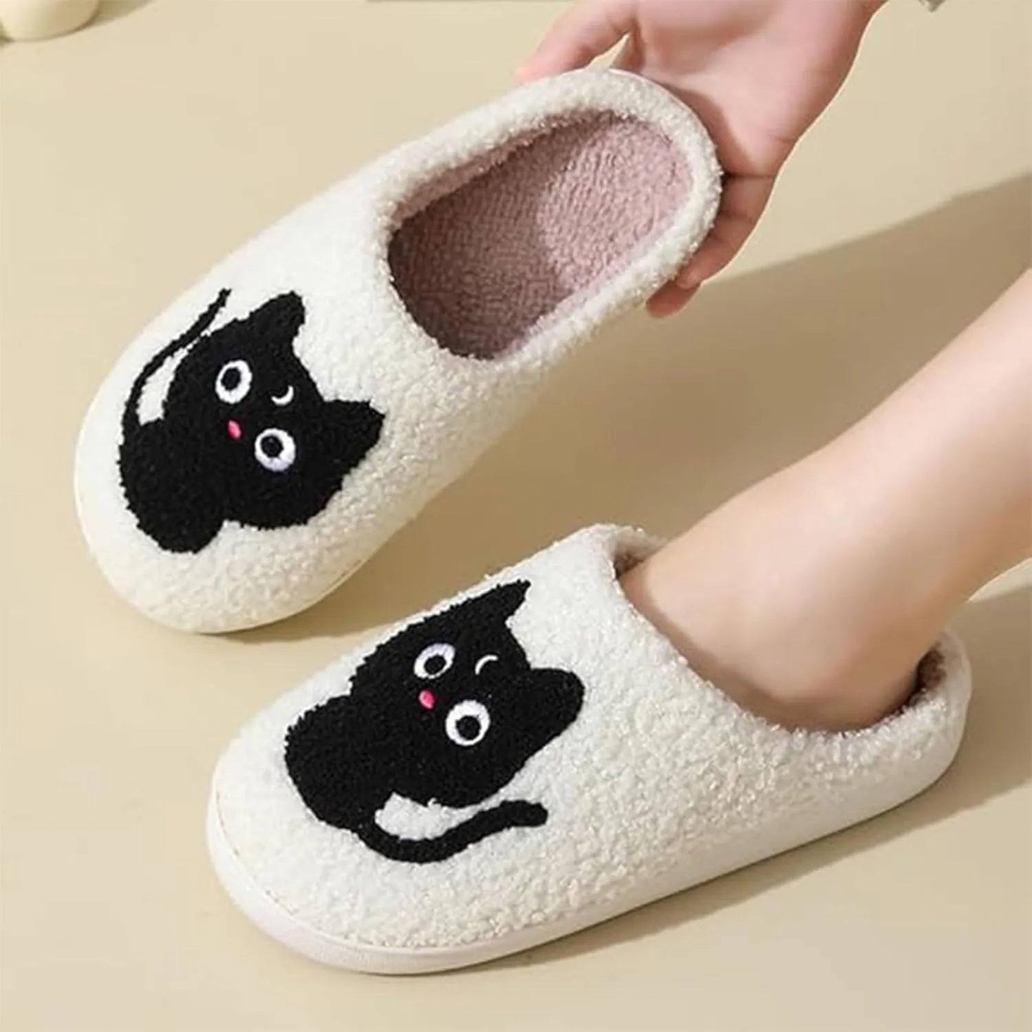 Womens Mens Plant Animal Fruit Slippers Retro Cozy Fluffy Plush Slipper Embroidered printing Warm Memory Foam Indoor Outdoor House Shoes