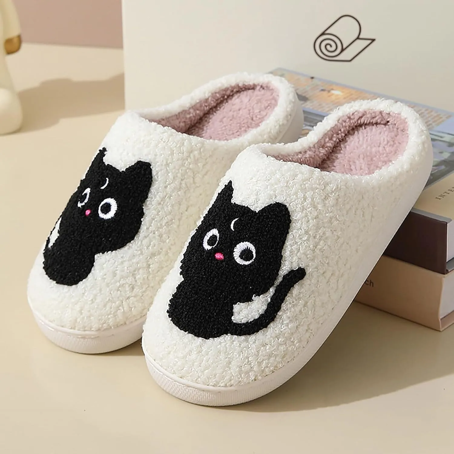 Womens Mens Plant Animal Fruit Slippers Retro Cozy Fluffy Plush Slipper Embroidered printing Warm Memory Foam Indoor Outdoor House Shoes